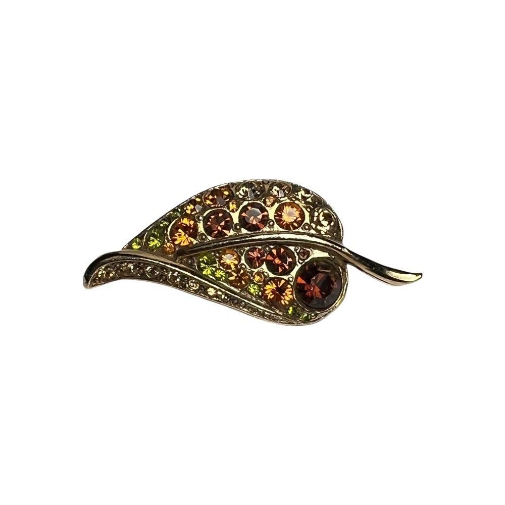 Vintage Crystal Leaf Brooch - Picture 1 of 3